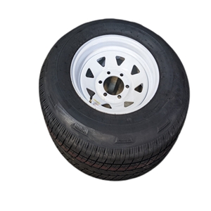 St225/75 15" 8-Ply 6-Lug White Painted Spoke. Radial Trailer Tire Ranier Brand *Brand May Vary Due To Supply Shortages*