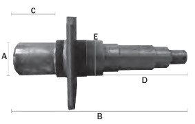 Spindle, 1-3/8"x1-1/16", Round Stub, with brake flange, Continental