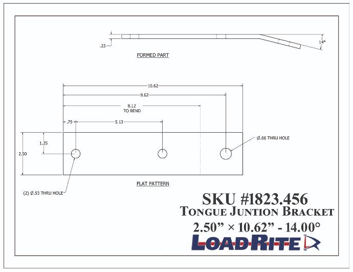 Bracket, Tng Jnctn, 2.50X.25X10.62", 14.
