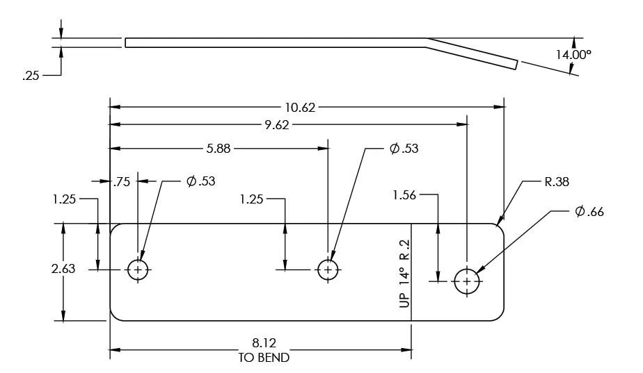 Bracket, LH Offset Tng Jnctn, 2.63X.25X10.62", 14.00°, Galv (4X3 Tng 5.25" I-Beam)