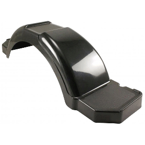 Trailer Fender, Material: Plastic, Color: Black, 43.2"L x 10.9" Bottom W - 8.6" Top W x 12.5"H, Fits: 14" Wheels, Brand: CE Smith Co, Sold as a pair