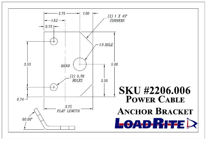 Trailer Winch Cable Double Line Pull Bracket Loadrite# 2206.006