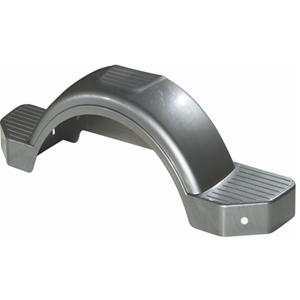 Trailer Fender, Material: Plastic, Color: Silver, 30" Inside L - 43.5" Outside L x 9.7" Bottom W - 8" Top W x 12.75"H, Side: Right Hand, Fits: 13" & 14" Wheels, Brand: Load Rite, Sold as a pair