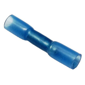 Connector, Butt, Heat Shrink, Ends, 16/14 Awg, Semi-Rigid Blue