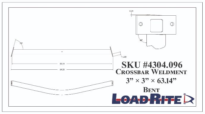 Crossbar Bent, 3X3X.120"X63.14"15 Degree