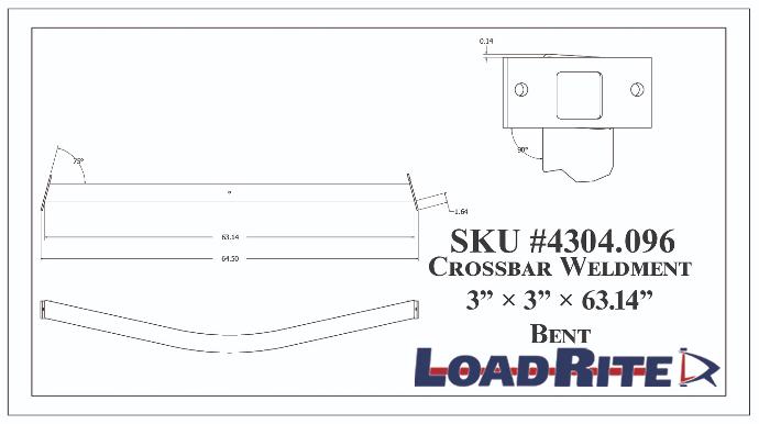 Crossbar Bent, 3X3X.120"X63.14"15 Degree
