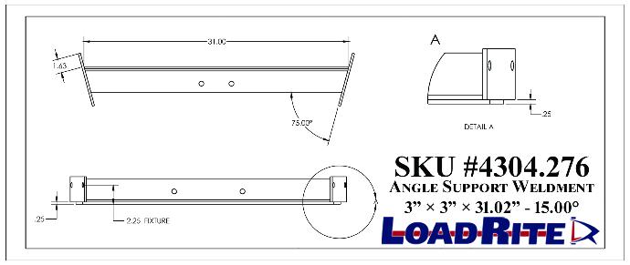 Angle Sprt Wldmt, 3X3X.25"X31.02", 15°, Galv