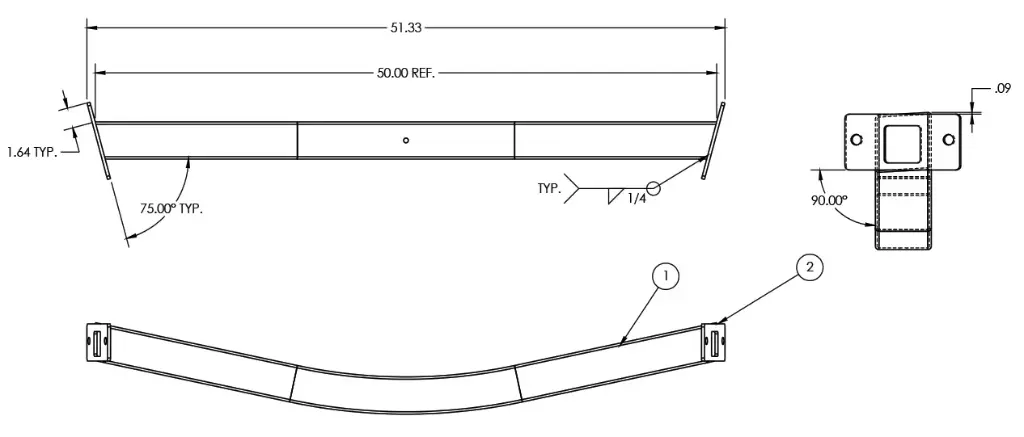 Crossbar Wldmt, Bnt, 3X3X.095X50", 15.00