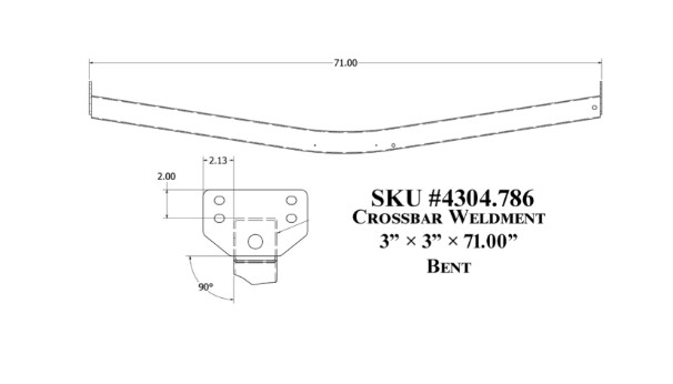 Crossbar Wldmt, Bnt, 3X3X.120"X71", Galv