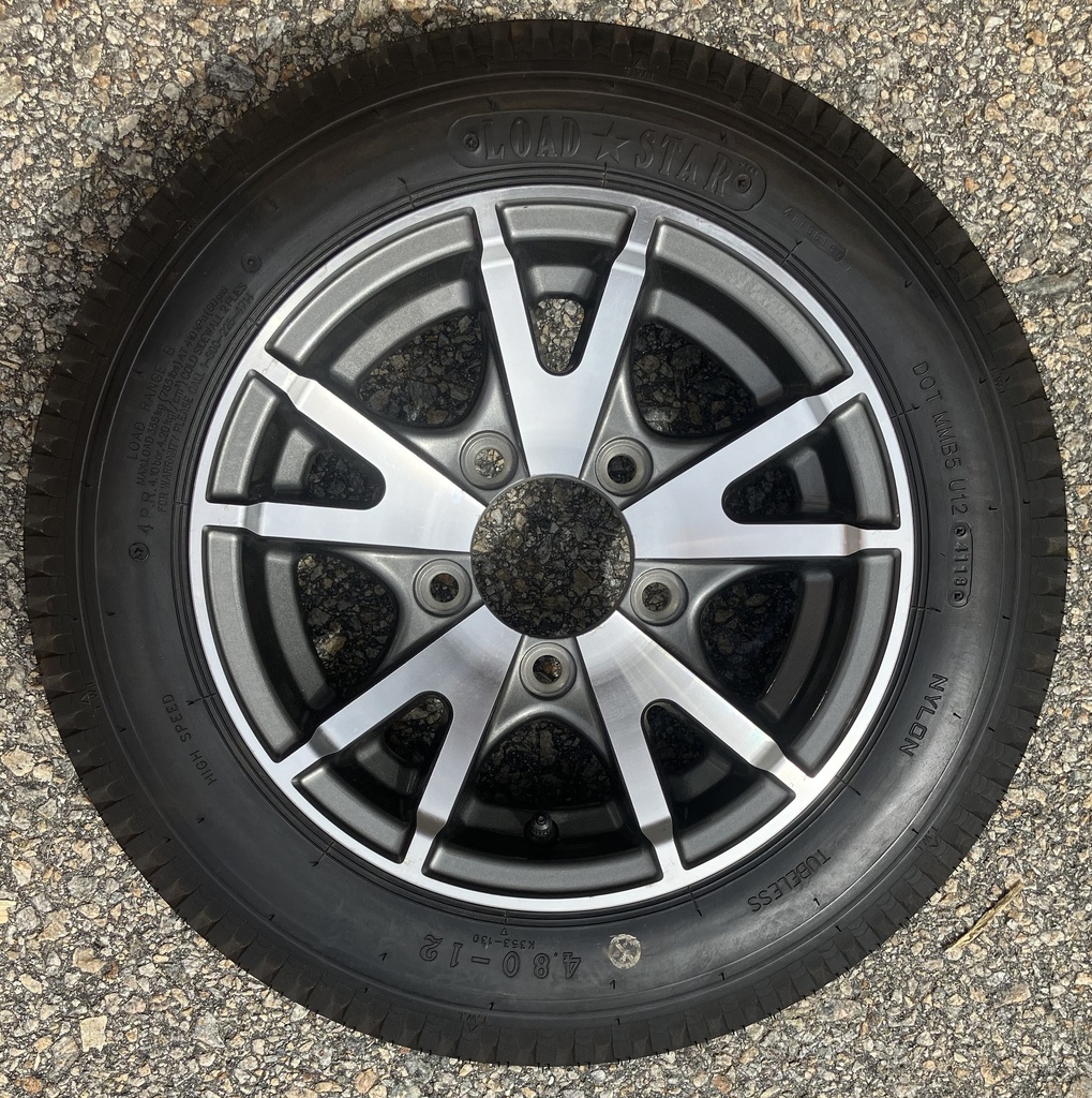 4.80-12 4-Ply 5-Lug Aluminum Load Star Brand (Used On Lr 14F Trailers April 2019) 30557Gm