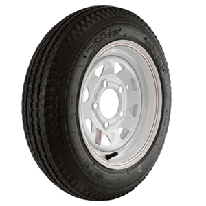 Loadstar K353 St530-12", LR:C/6-Ply, 5-Lug White Painted Spoke Bias Trailer Tire & Wheel (30820)