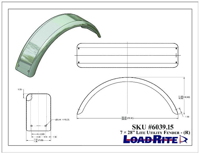 Trailer Fenders 29"Lx7"Wx10.5"H( Order In Pairs Or As Ea)