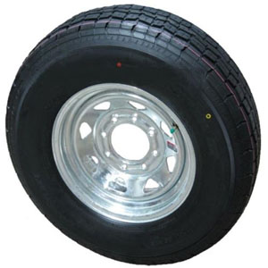 Radial T/W Assembly, St235/80R16", 10-Ply, 8-Lug Galvanized Spoke Wheel. Kenda KR35. Bead Balanced