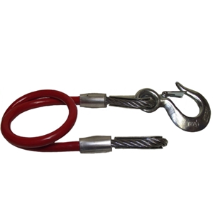 (Limited Stock) Trailer Safety Hitch Cable 3/8" X 30" 12K Rating Per Pair. Red With Locking Hook. *Sold As Each*