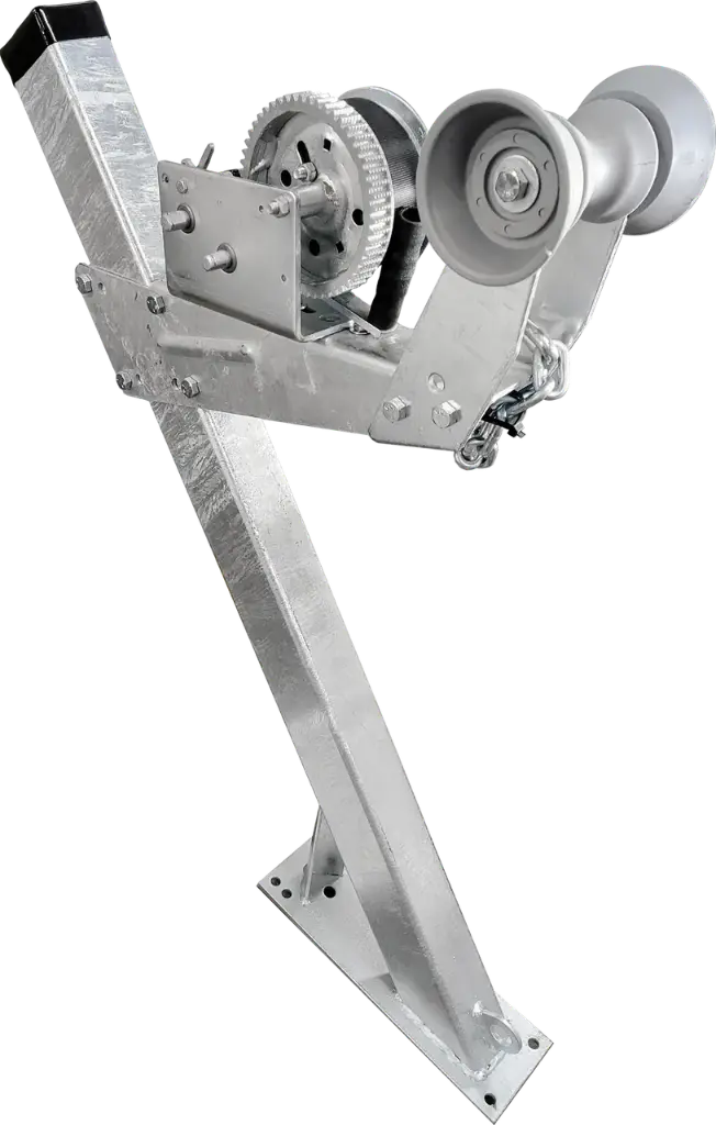 Galvanized Winchstand Assembly, 4X3X50", With 3,200 Lbs. Winch w/ Strap & Gray Tpr Bow Roller