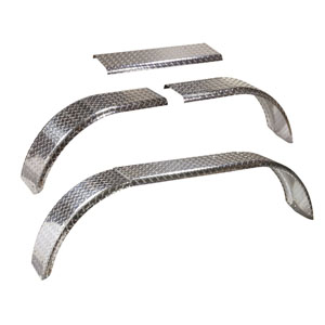 Tandem Trailer Fender, 60" - 72" Adjustable Length, 9" Width, 16" Height, Aluminum Diamond Plate