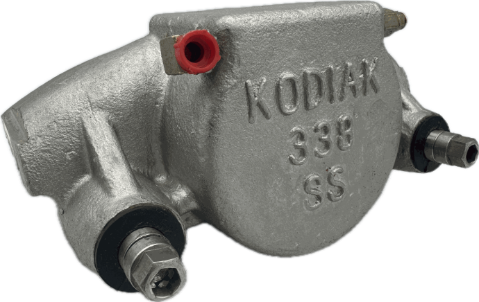 Kodiak Model 338 Disc Brake Caliper, Left Side, Stainless Steel, Includes Pads. Kodiak 11" & 13" Brake Sets For 9&10K Axles