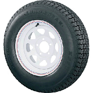 Loadstar K550 St205/75 14", LR:C/6-Ply, 5-Lug White Painted Spoke Bias Trailer Tire & Wheel *Bead Balanced* (3S440)