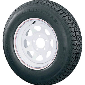 St205/75 15" 6-Ply 5-Lug Silver Painted Spoke. Bias Trailer Tire Load Star Brand (3S636)