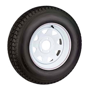 Karrier KR35 St185/80 13", LR:D/8-Ply, 5-Lug White Painted Spoke Radial Trailer Tire & Wheel *Bead Balanced* (32038)