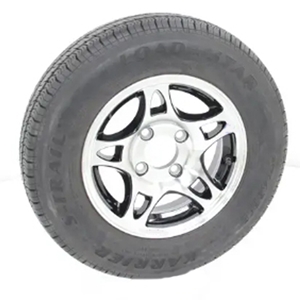 Trailer Tires St205/75R14 C 6-Ply. Black Inlay Aluminum Mag