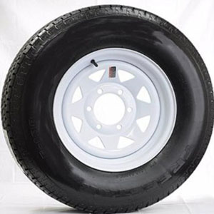 Karrier KR35 St225/75 15", LR:D/8-Ply, 6-Lug White Painted Spoke Radial Trailer Tire & Wheel *Bead Balanced* (33059)