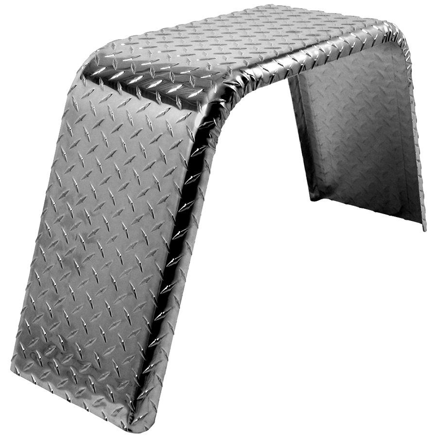 Jeep-Style Fender, 32-1/2"x10"x14" Aluminum Diamond Plate, Continental