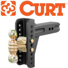 Curt Adjustable Channel Ball Mount, 2" and 2-5/16" Flip Ball, Up to 20000 Lb, 2-1/2" Square, 6" Max Drop, 5-1/4" Max Rise, 11"-12" Long