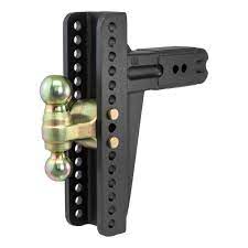 Curt Adjustable Channel Ball Mount, 2" and 2-5/16" Flip Ball, Up to 21000 Lb, 3" Square, 10-5/8" Max Drop, 8-5/8" Max Rise, 11"-12" Long