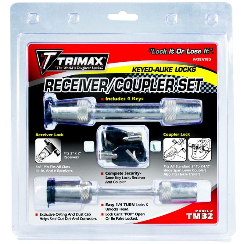 TRIMAX TM32 5/8" Receiver and 1/4" Coupler Lock Set,  Chrome Finish