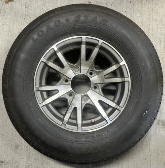 (Limited Stock) Karrier KR35 St225/75 15", LR:D/8-Ply, 6-Lug Aluminum Spoke Radial Trailer Tire & Wheel