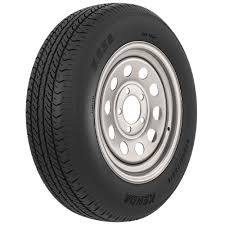 Loadstar K550 St205/75 15", LR:C/6-Ply, 5-Lug Silver Painted Modular Bias Trailer Tire & Wheel (3S636)