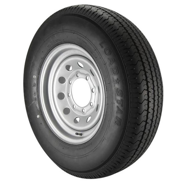 Karrier KR35 St235/80 16", LR:E/10-Ply, 8-Lug Silver Painted Mod Radial Trailer Tire & Wheel *Bead Balanced* (34947)