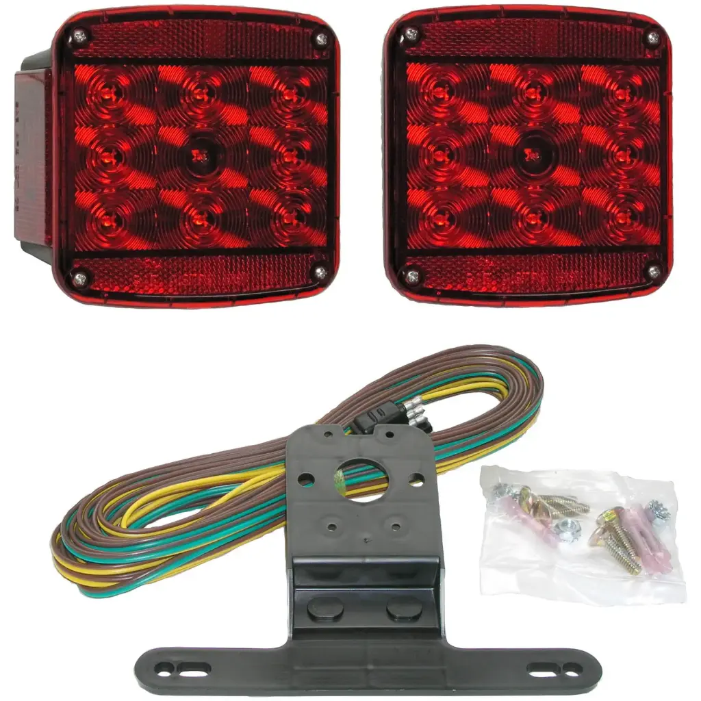 Tail Light Kit, Square, Submersible, And Led. Approved For Trailers Under 80". Peterson Brand