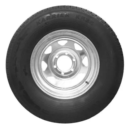 Karrier KR25 St145R 12", LR:E/10-Ply, 5-Lug Galvanized Spoke Radial Trailer Tire & Wheel (1087.11K) (39400)