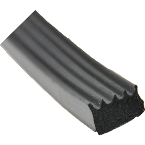 Ribbed Foam Seal, 1/2"w x 5/16"h x 50' w/Tape - Black (Snowmobile Trailer Cap Front Access Window Seal)
