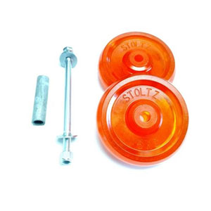 Bow Stop Assy. 8" Twin Poly Rollers, Orange 1/2" Hole