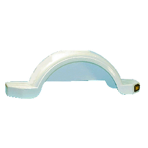Trailer Fender, Material: Plastic, Color: White, Side: Left Hand, 43.5"L x 8" Top W - 9.7" Bottom W x 9.5"H, Fits: 13" - 14" Wheels, Brand: Horizon Global, Sold as a pair
